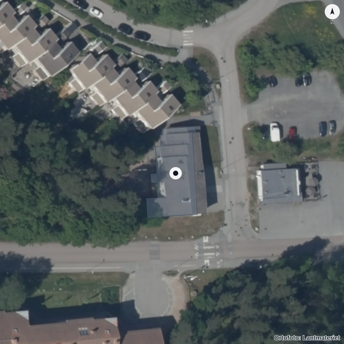 Aerial view of Montessoriförskolan I Vaxholm, orthophoto from Lantmäteriet