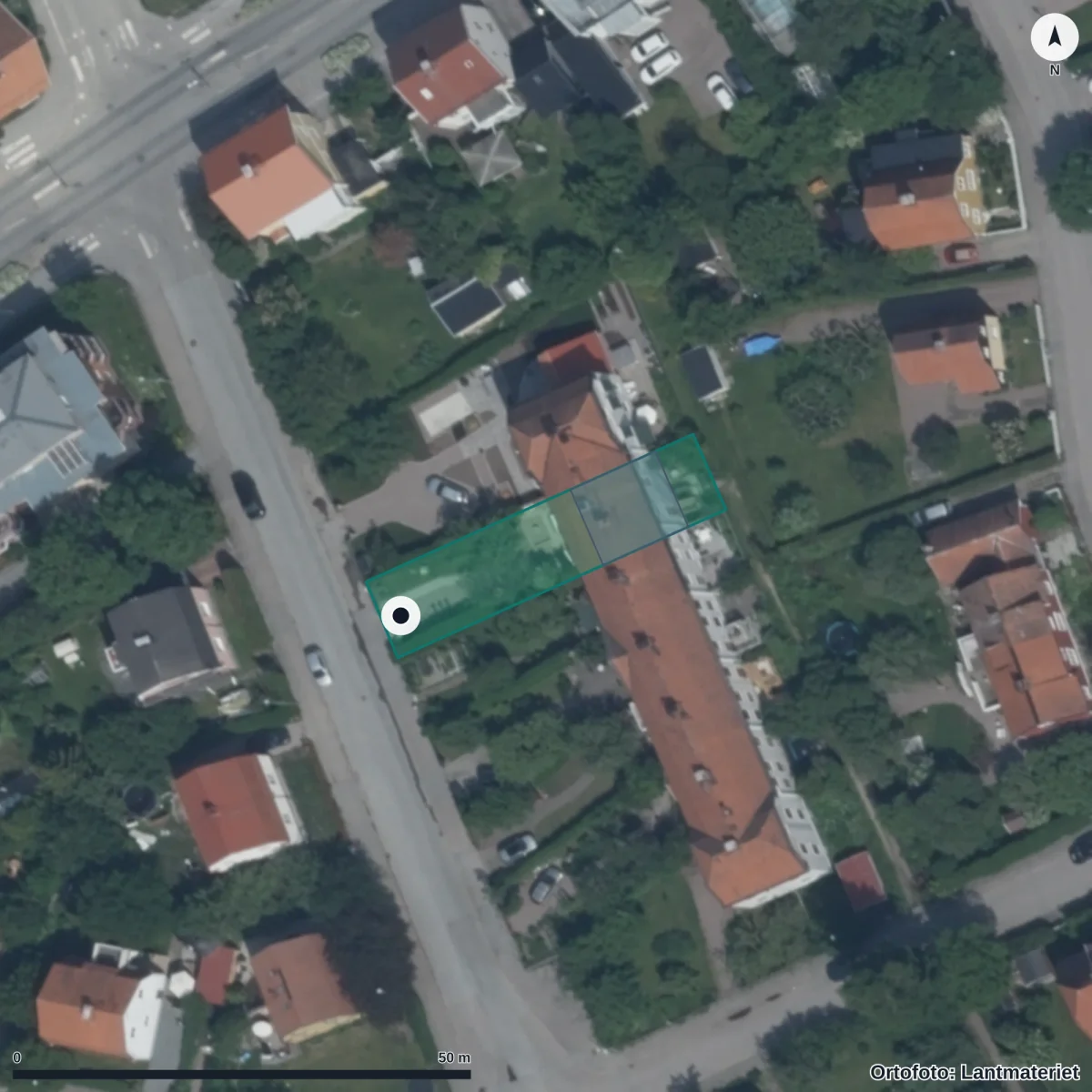 Aerial view of Närdaghemmets Förskola, orthophoto from Lantmäteriet
