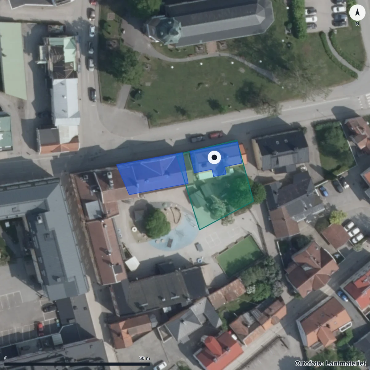 Aerial view of Norrteljepedagab-nygatans Fsk, orthophoto from Lantmäteriet