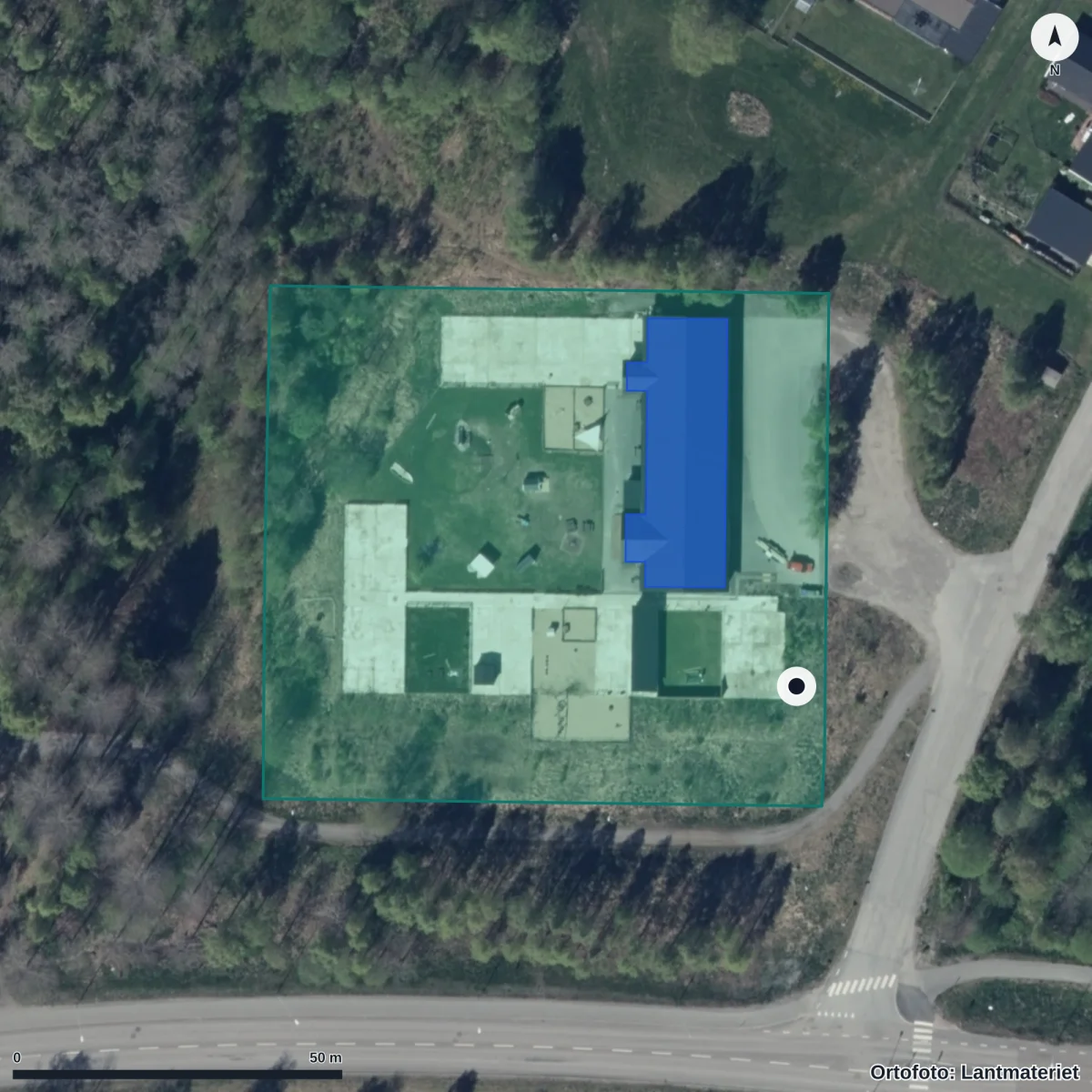 Aerial view of Bustrollet AB, orthophoto from Lantmäteriet