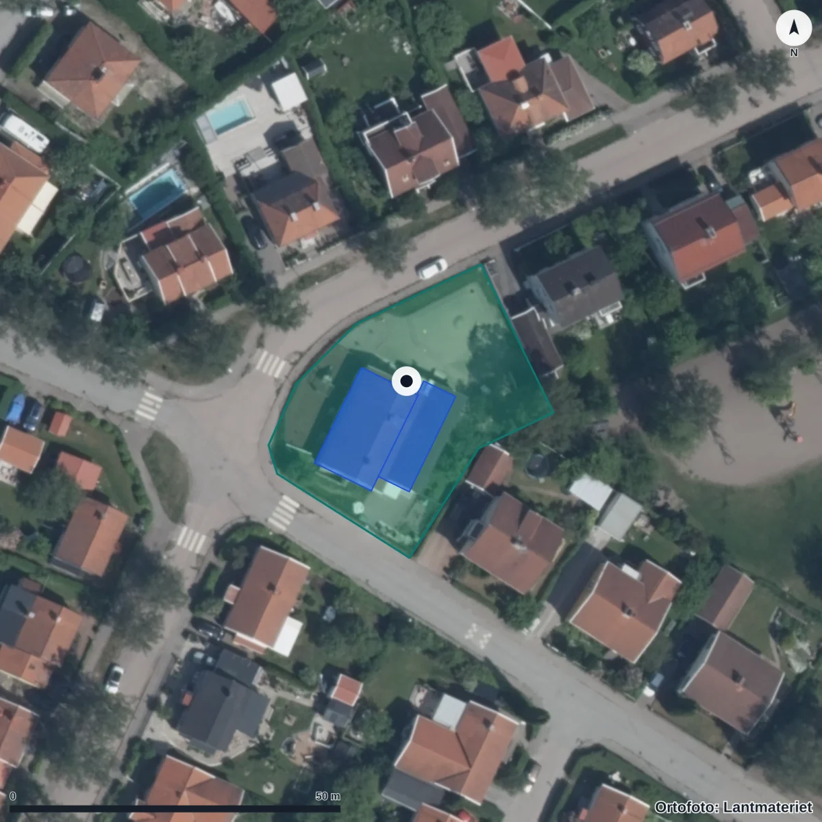 Aerial view of Berga Förskola, orthophoto from Lantmäteriet