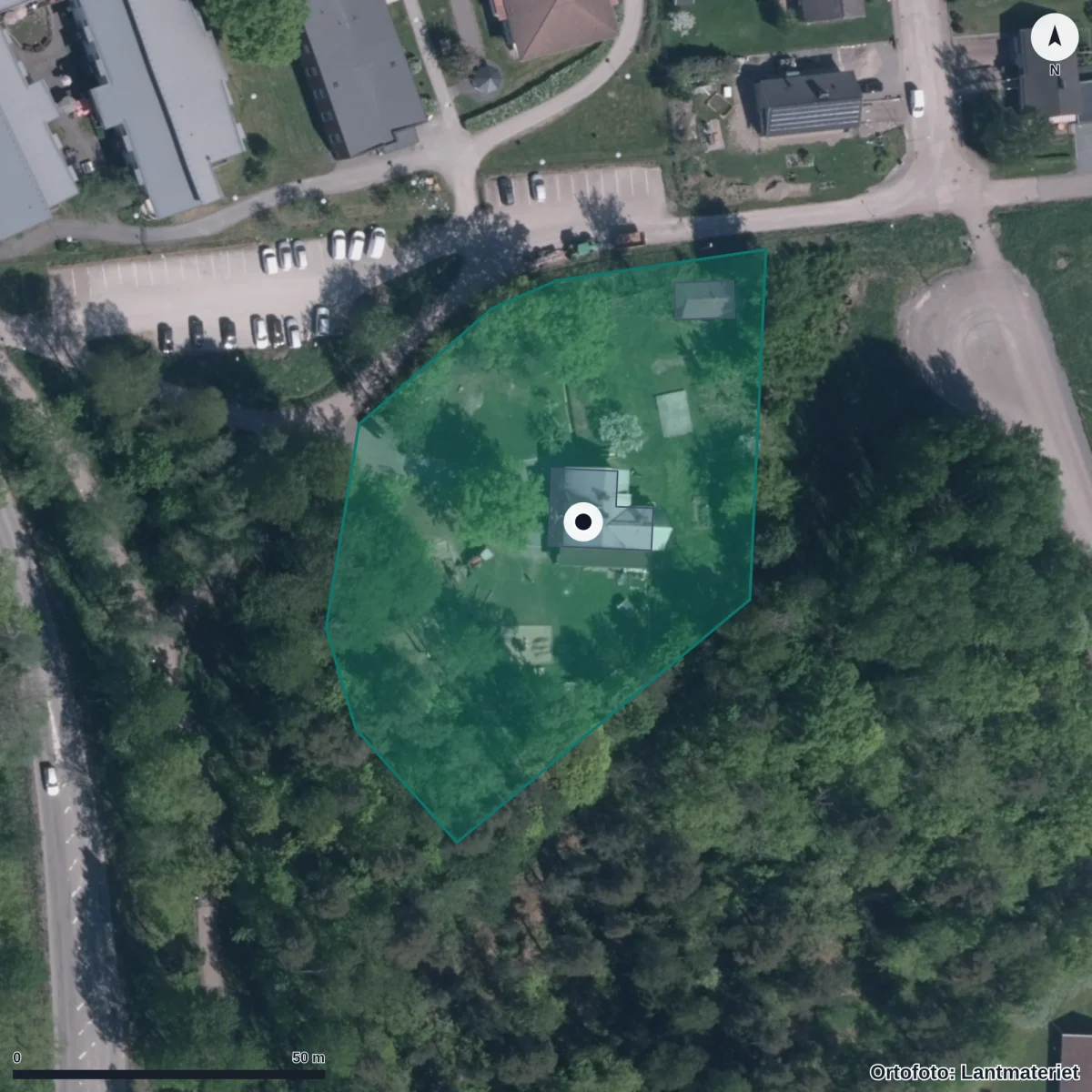 Aerial view of Personalkooperativet Förskolan Tuvan, orthophoto from Lantmäteriet