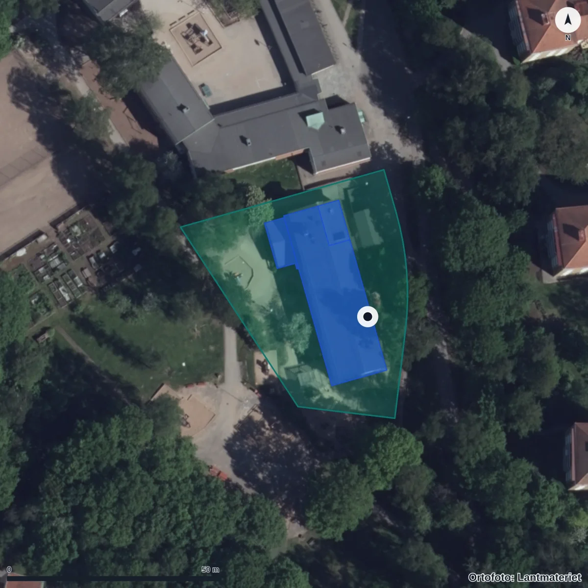 Aerial view of Doktor Håléns Gata 11 Förskola, orthophoto from Lantmäteriet