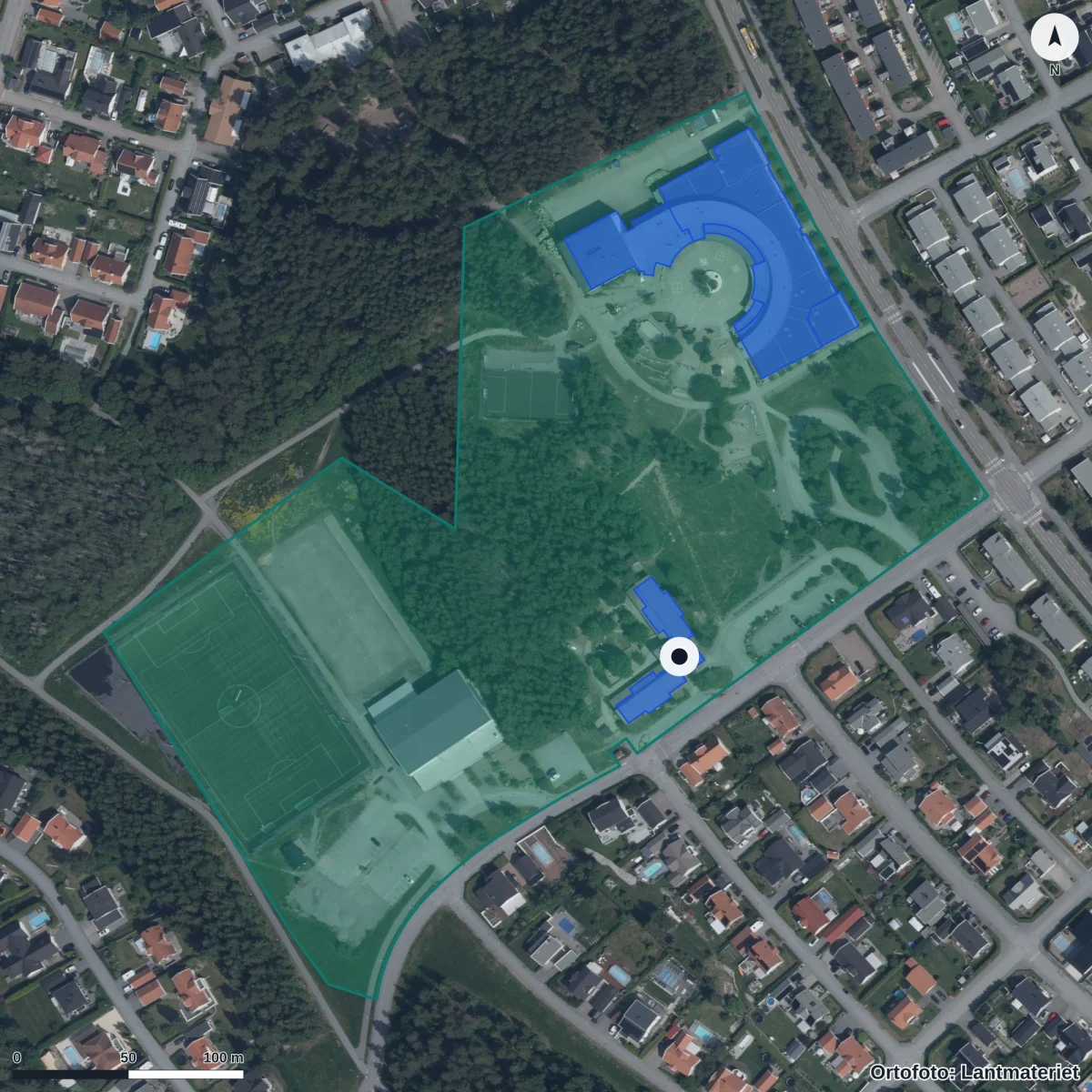 Flygbild över Verktygslådan, ortofoto från Lantmäteriet