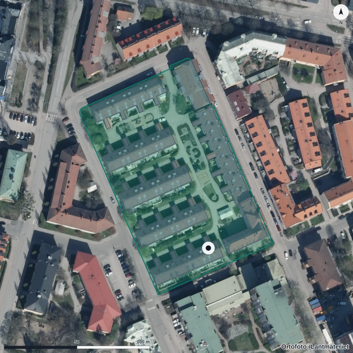 Flygbild över Apalby Förskola AB, ortofoto från Lantmäteriet