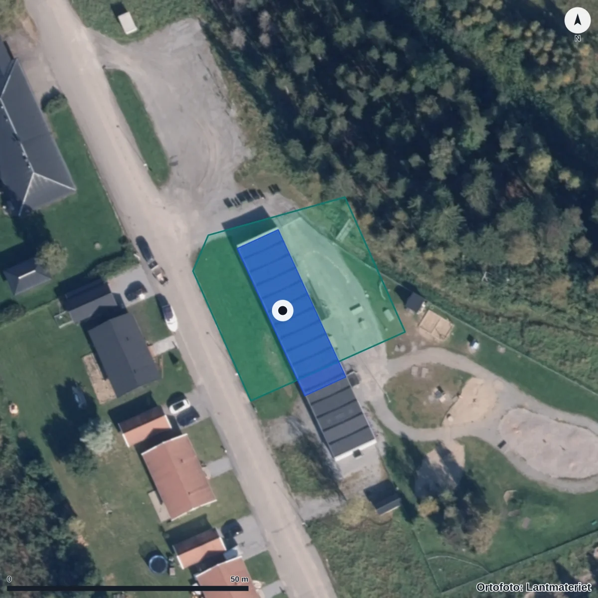 Aerial view of Förskolan Gläntan, orthophoto from Lantmäteriet