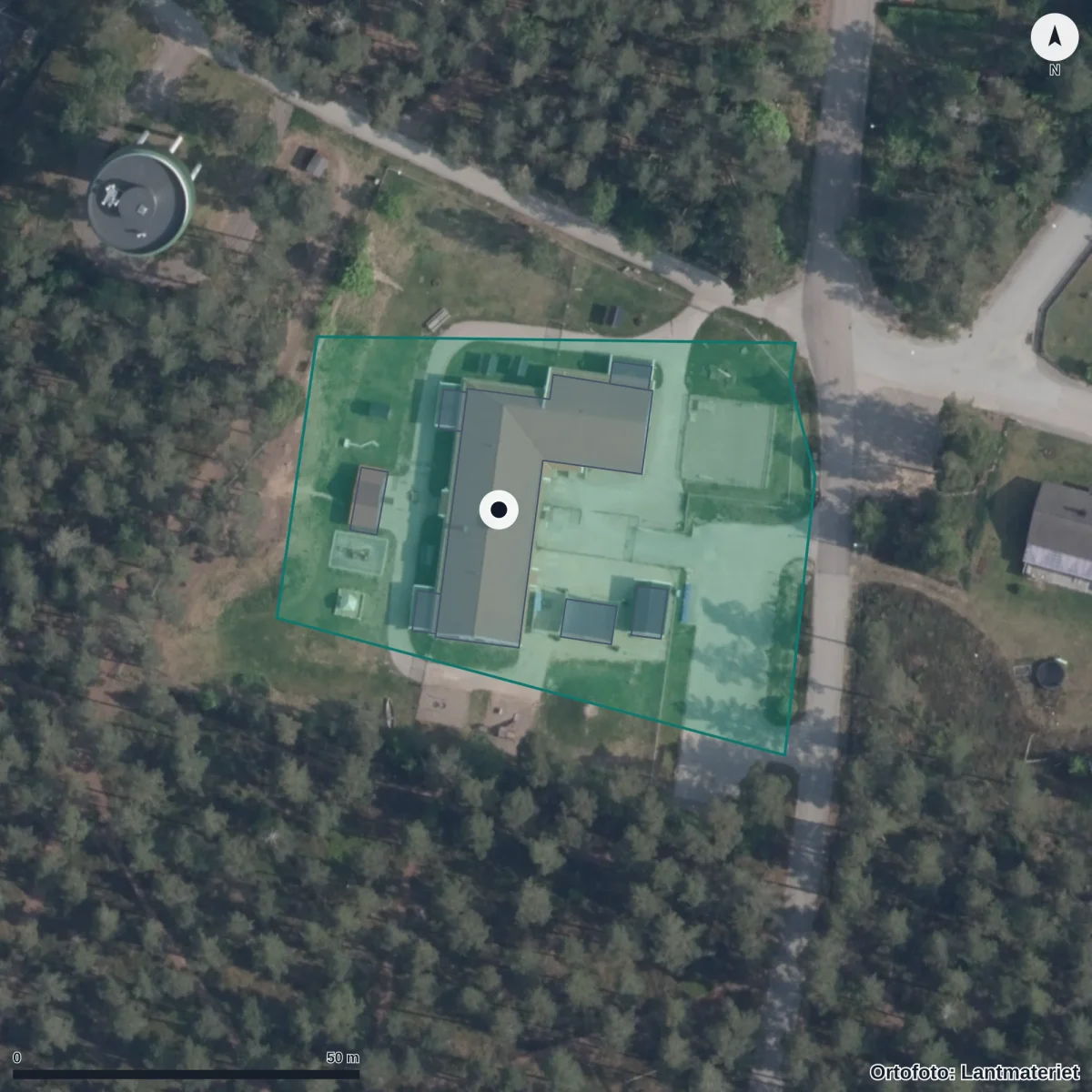 Flygbild över Tärnsjö Förskola, ortofoto från Lantmäteriet