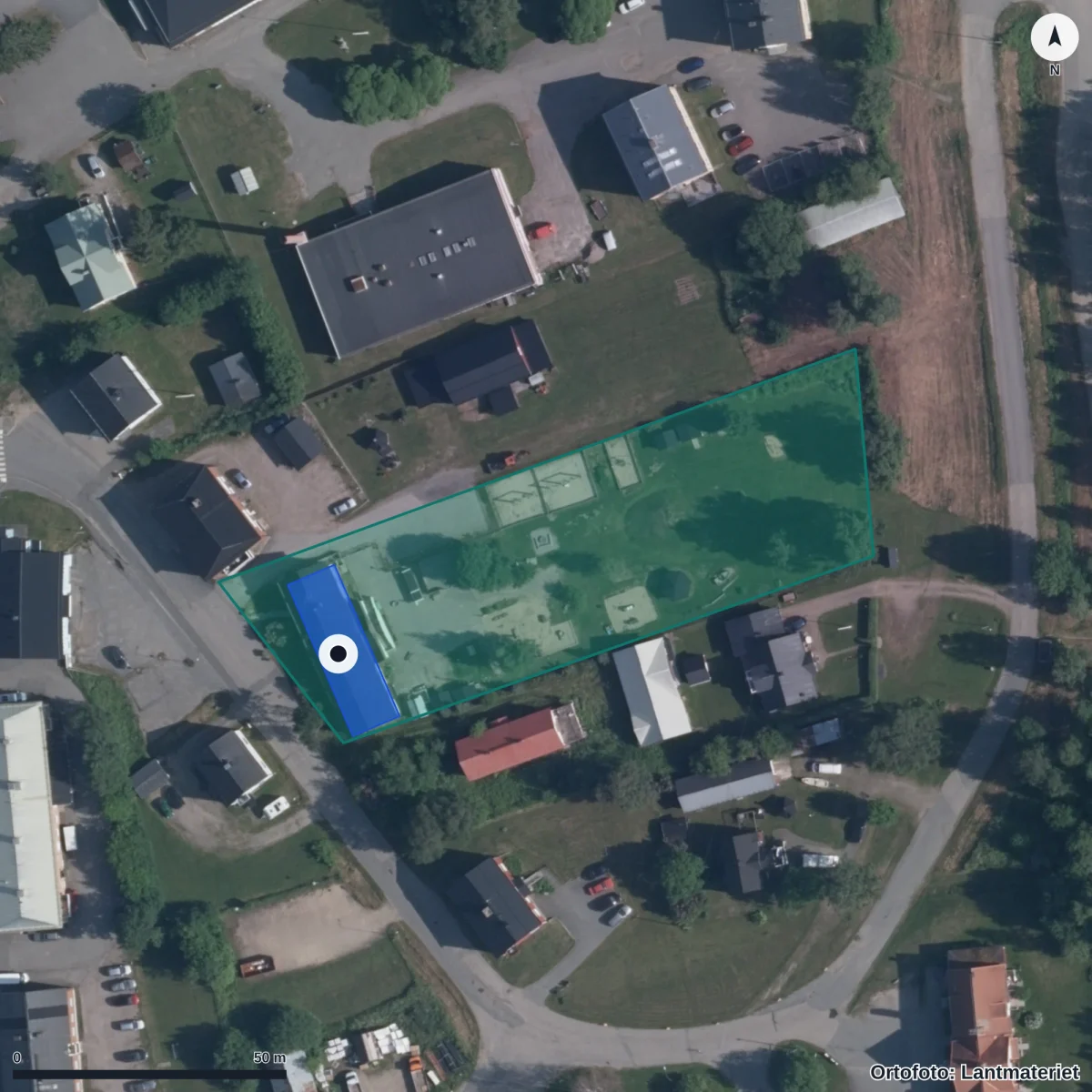Aerial view of Torneusgårdens Förskola, orthophoto from Lantmäteriet