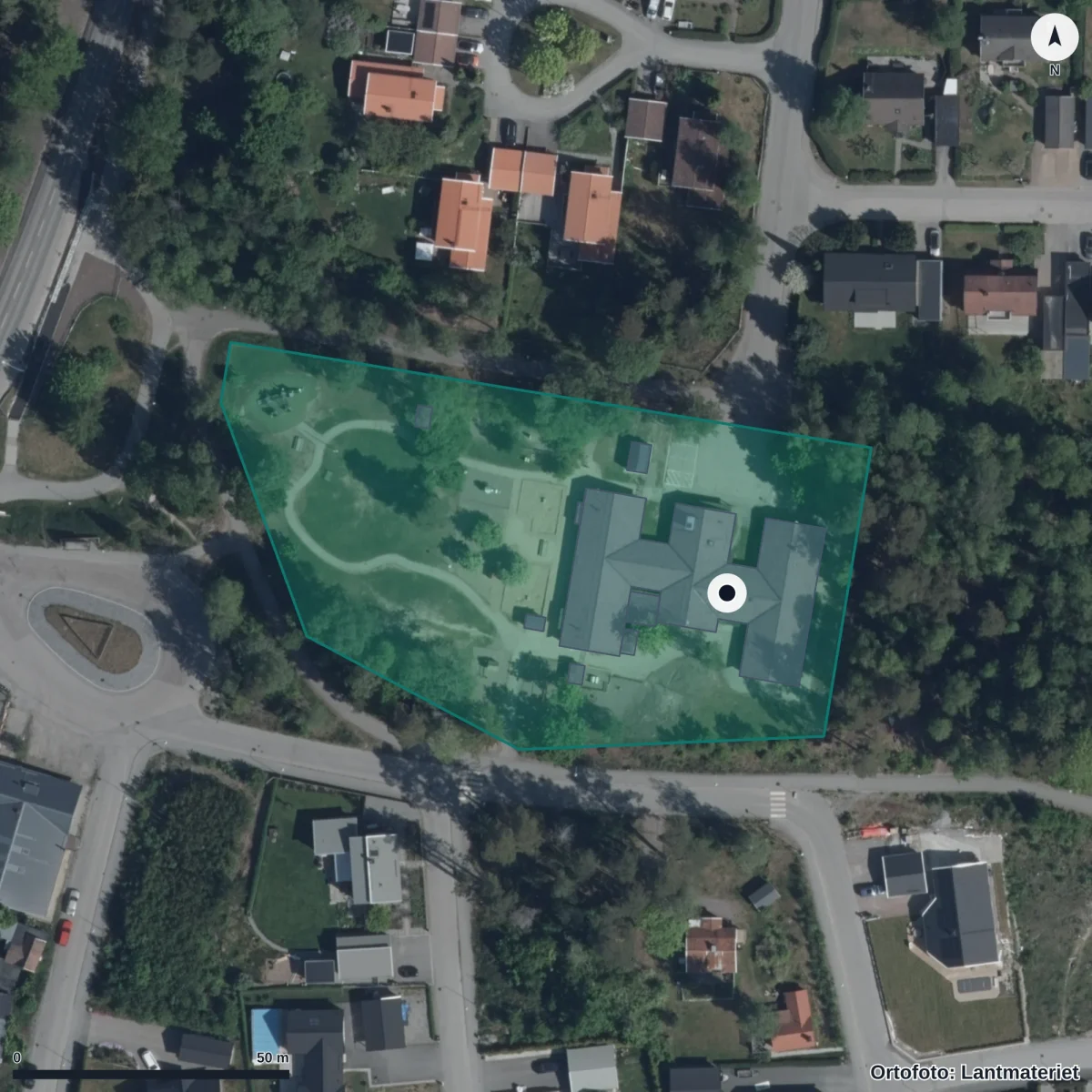 Flygbild över Smultronet, ortofoto från Lantmäteriet