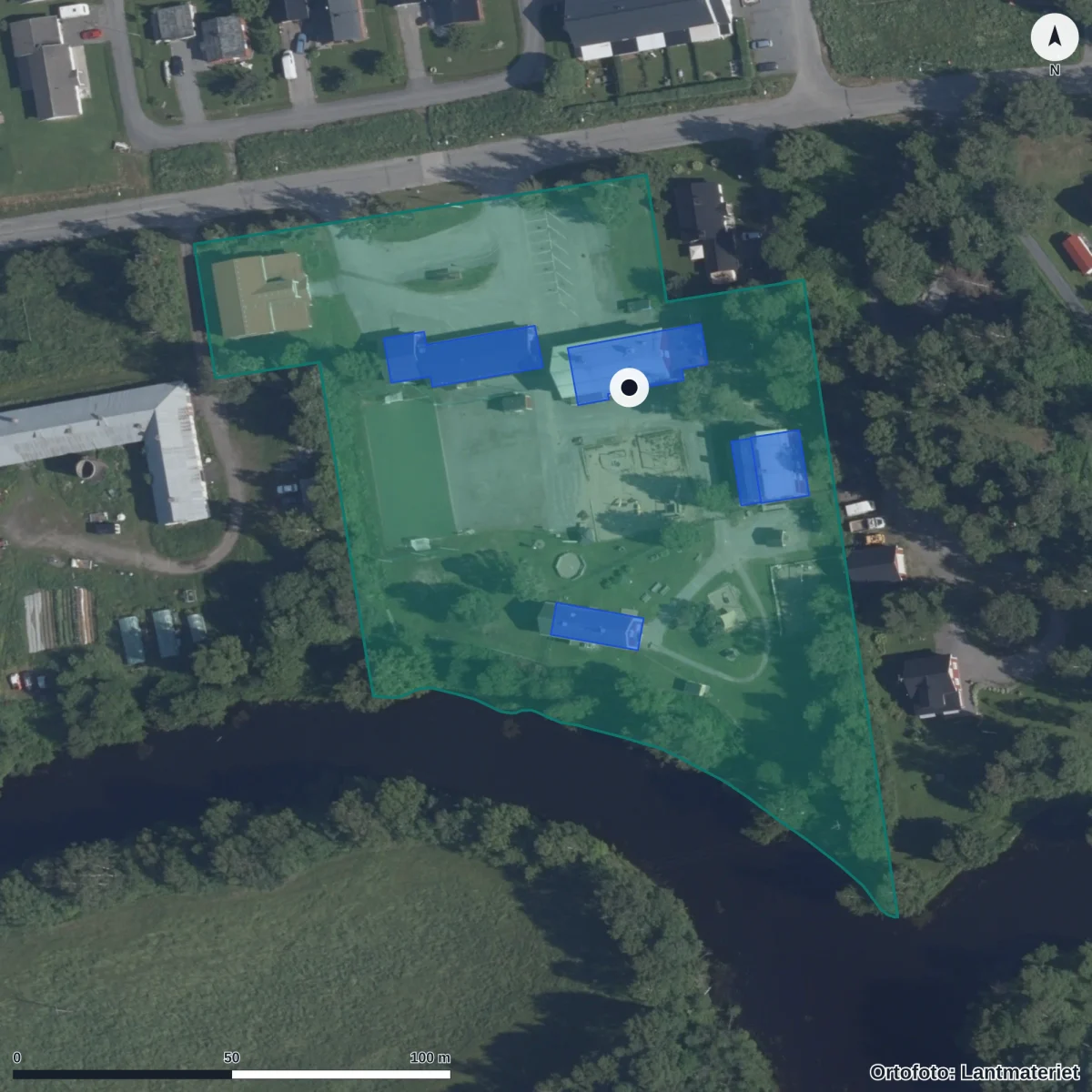 Flygbild över Vittjärvsgården, ortofoto från Lantmäteriet