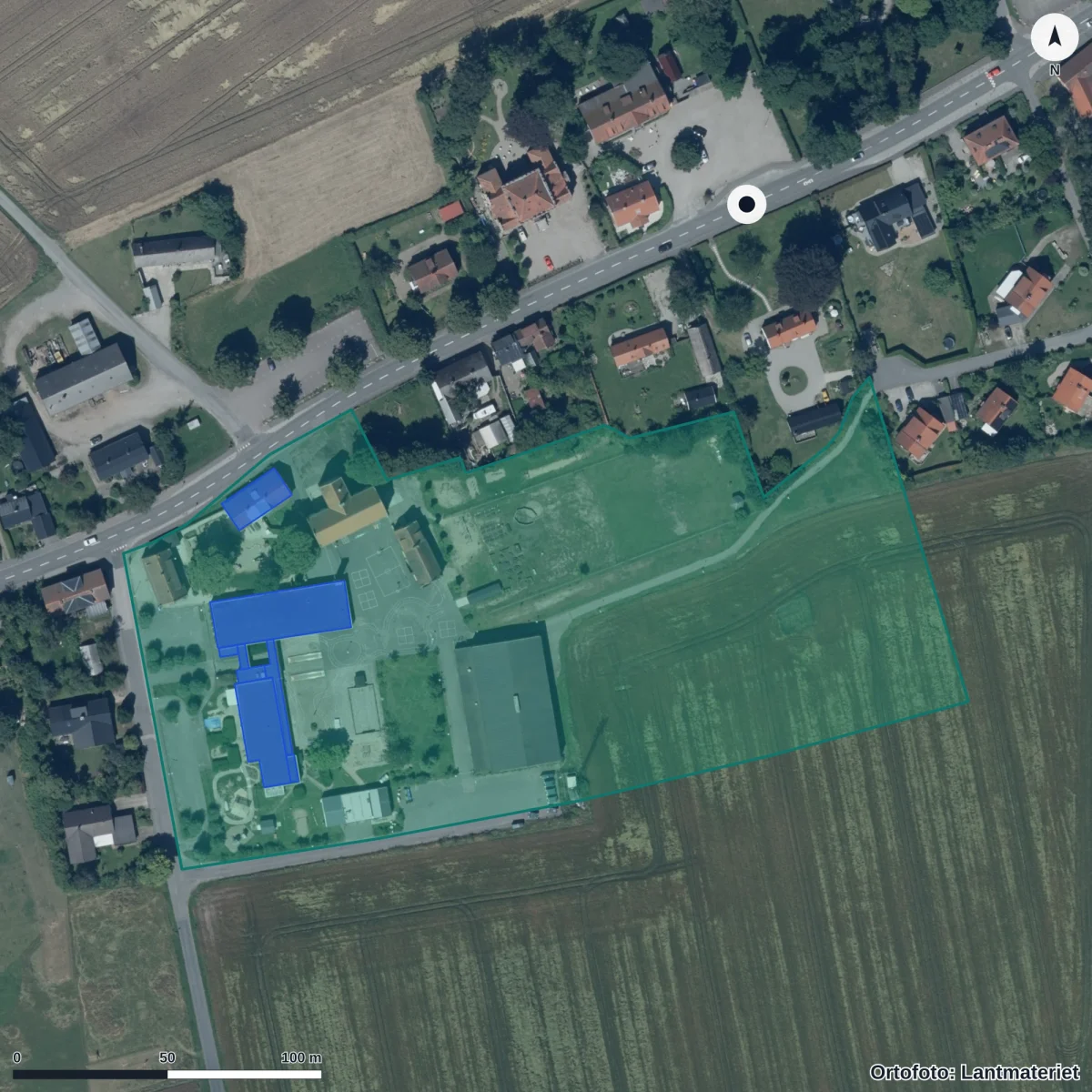 Aerial view of Hammenhögs Friskola Ek För, orthophoto from Lantmäteriet