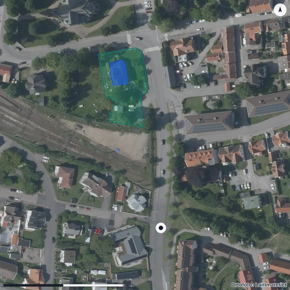 Aerial view of Förskolan Fröet, orthophoto from Lantmäteriet