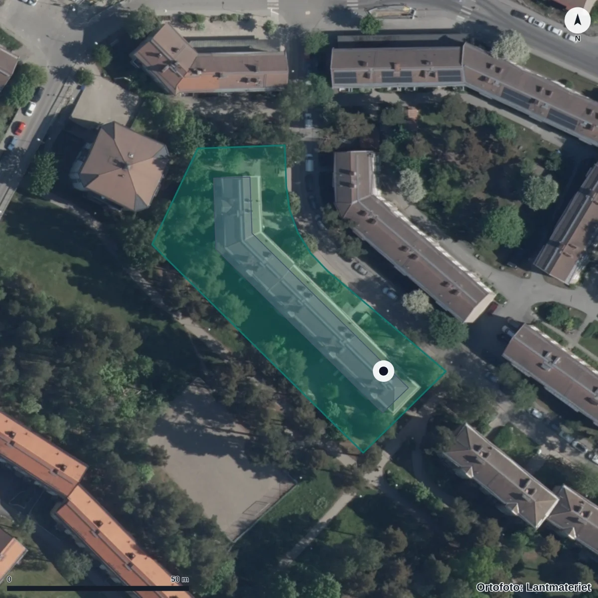 Flygbild över Förskolan I Ur Och Skur Täppan, ortofoto från Lantmäteriet