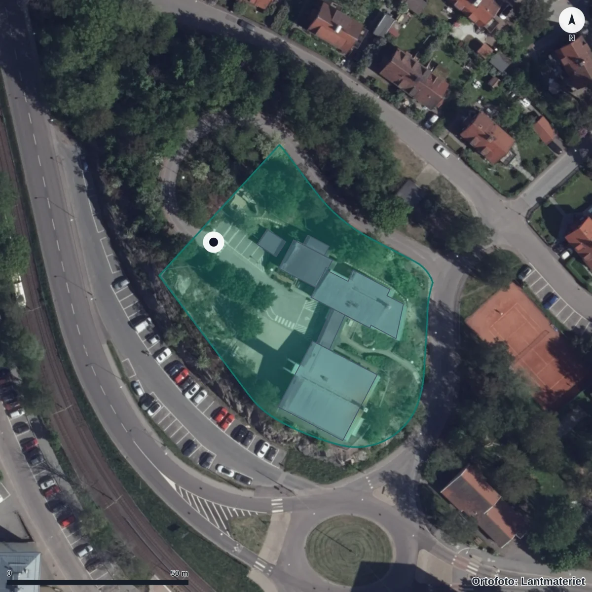 Aerial view of Sjöormens Framtid Förskola, orthophoto from Lantmäteriet