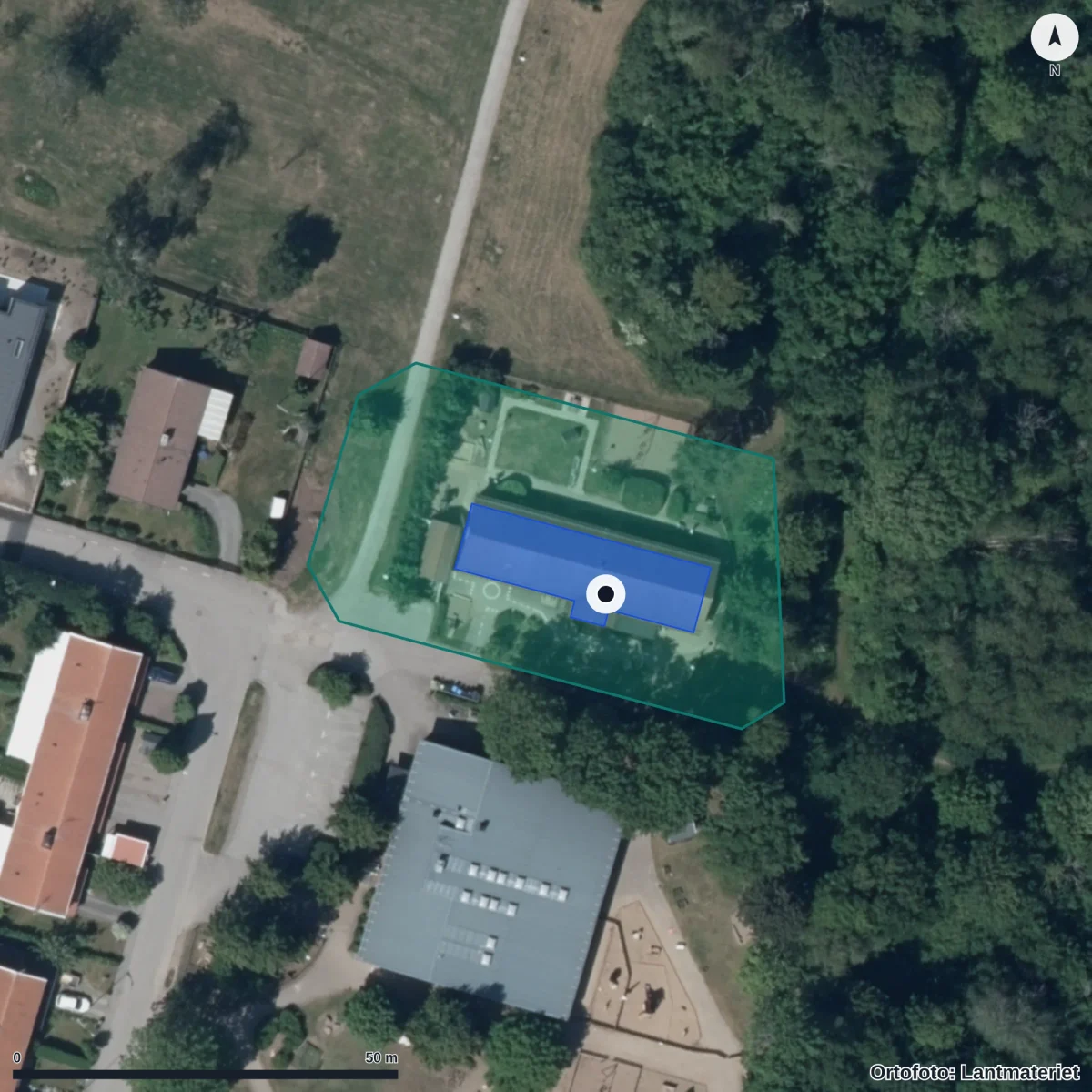 Aerial view of Roxenfyren, orthophoto from Lantmäteriet