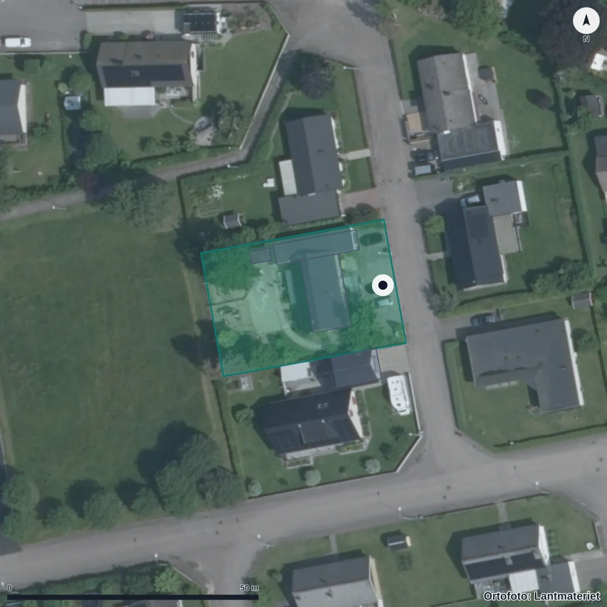 Aerial view of Förskolan Hästen, orthophoto from Lantmäteriet