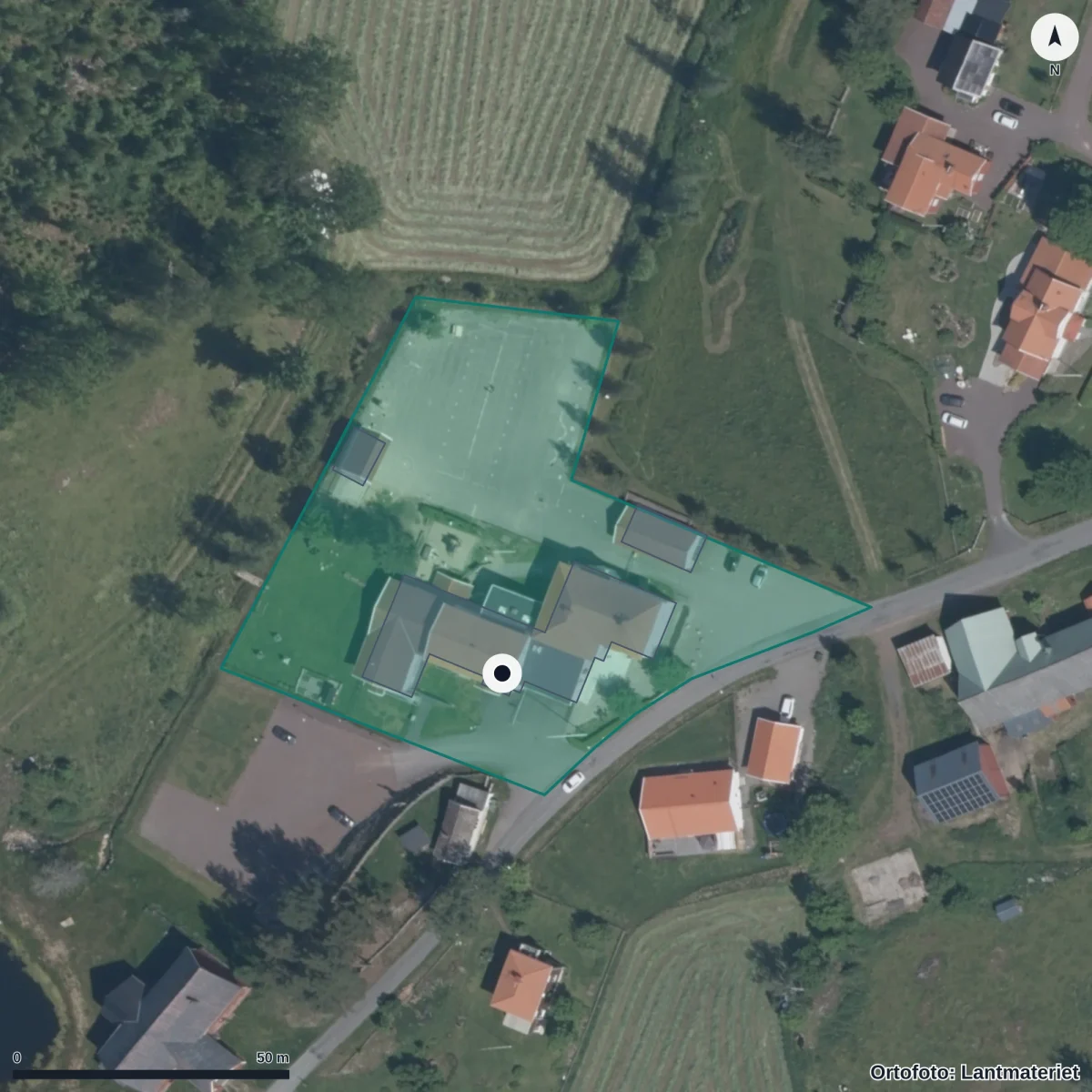 Aerial view of Solstrålens Förskola, orthophoto from Lantmäteriet