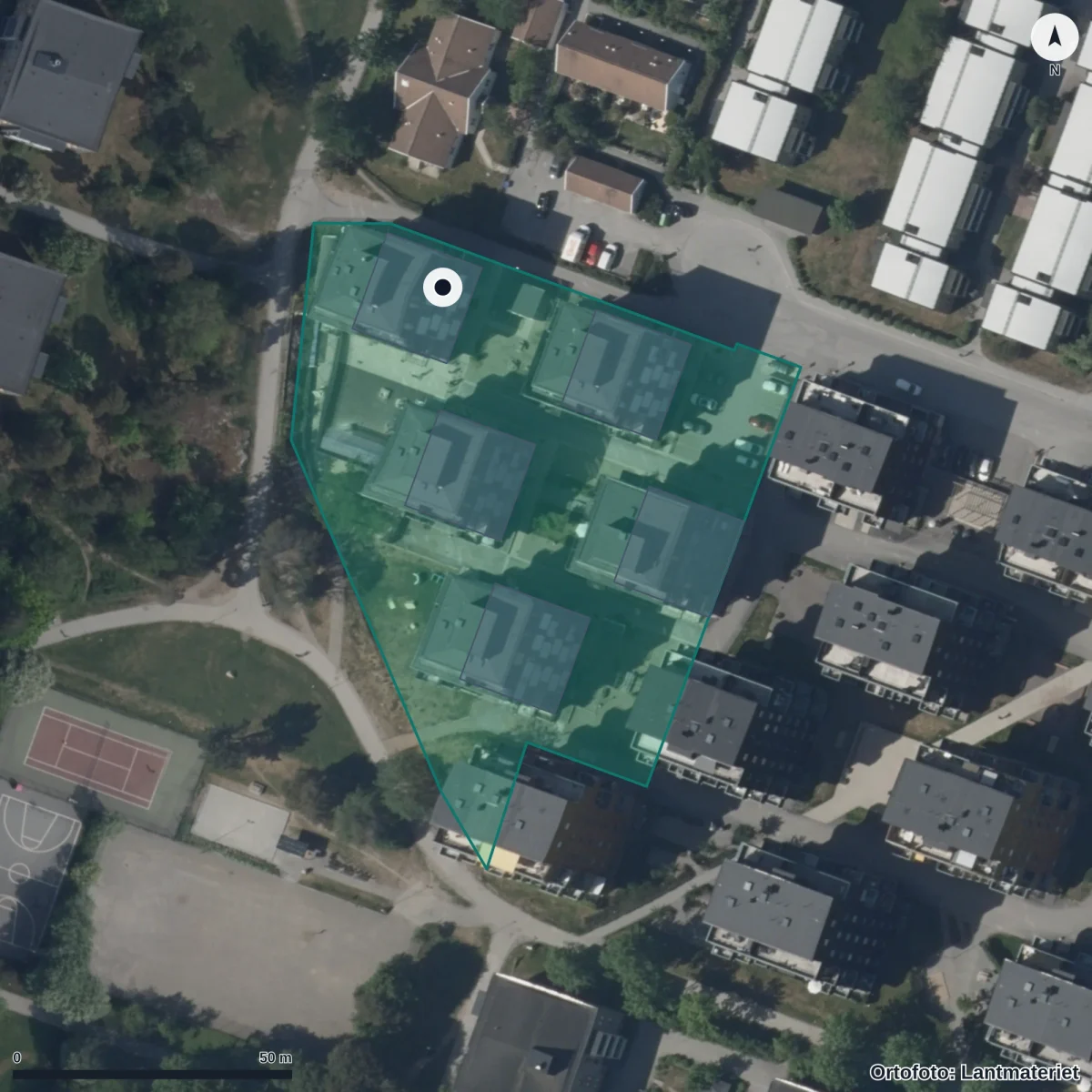 Aerial view of Ekens Förskola, orthophoto from Lantmäteriet
