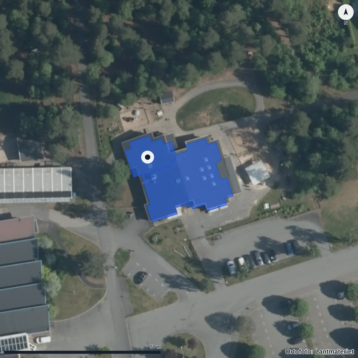 Aerial view of Förskolan Växthuset, orthophoto from Lantmäteriet