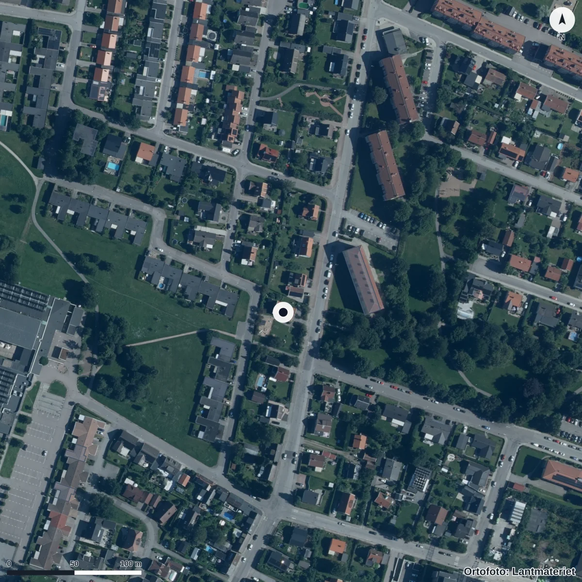 Aerial view of Förskolan Picasso, orthophoto from Lantmäteriet