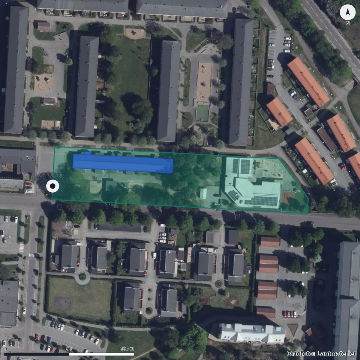Aerial view of Hammarkullegatan 5 Förskola, orthophoto from Lantmäteriet