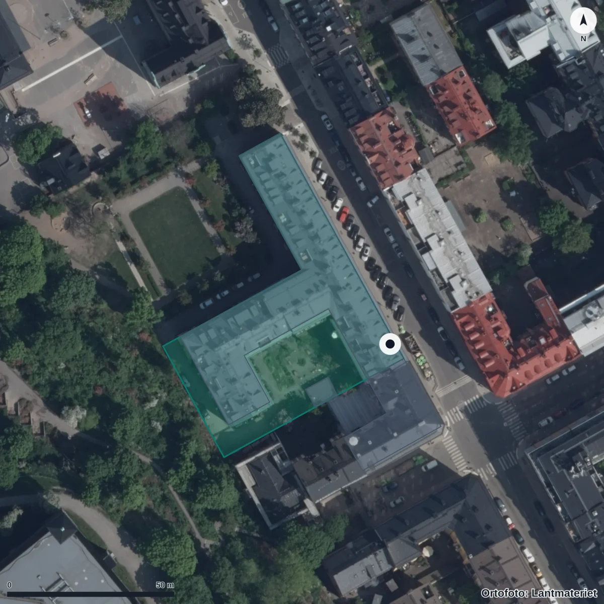Flygbild över Förskolan Hoppetossa Jollen, ortofoto från Lantmäteriet