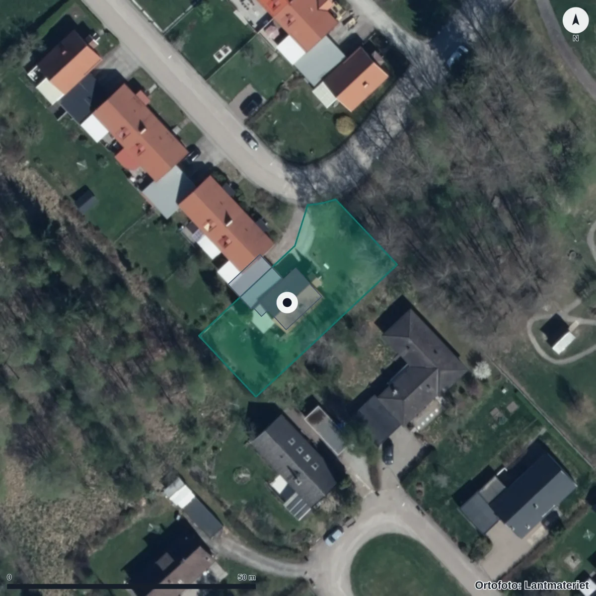 Flygbild över Prästkragen, ortofoto från Lantmäteriet