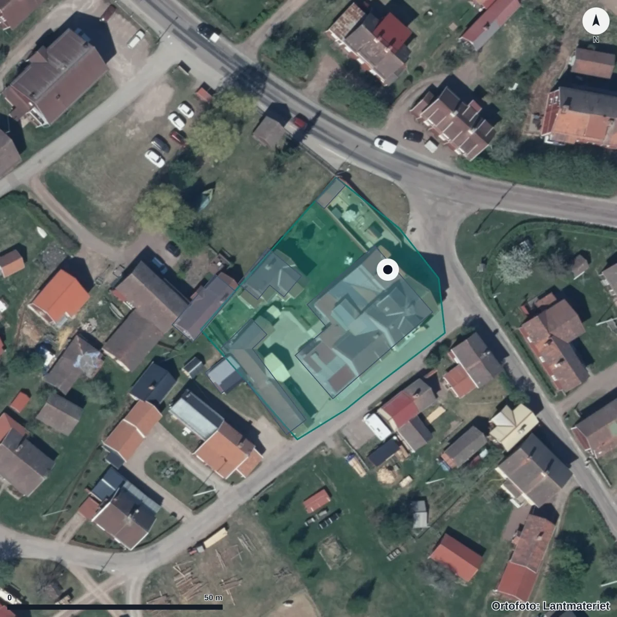Flygbild över Föräldrakooperativet Grankotten, ortofoto från Lantmäteriet