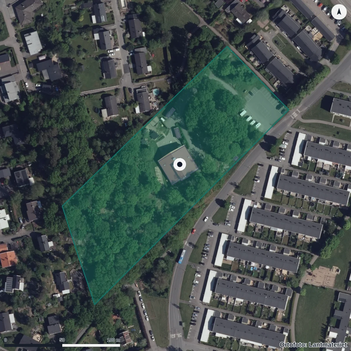 Aerial view of Stjärnans Förskola, orthophoto from Lantmäteriet