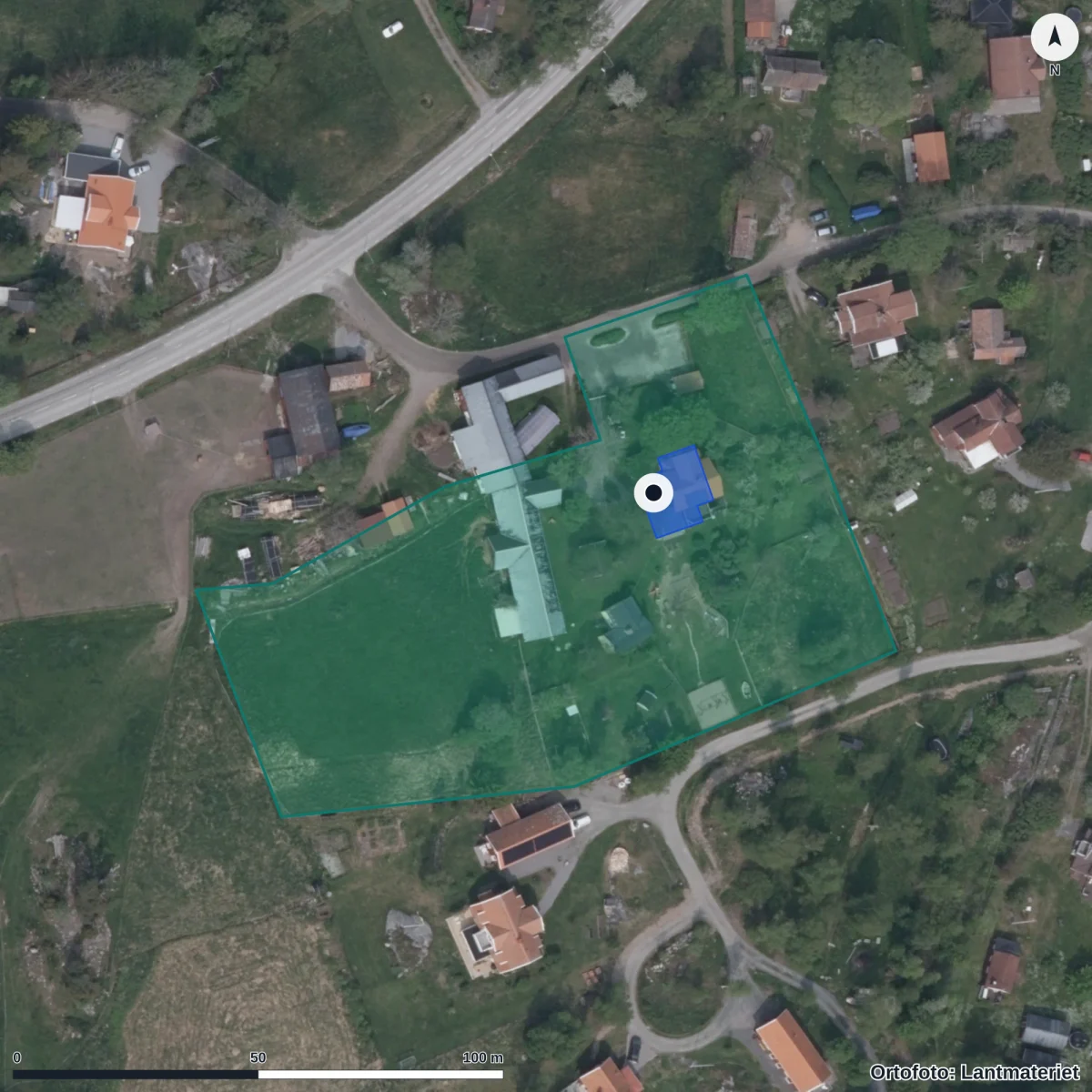 Flygbild över Viktoriagården Förskola AB, ortofoto från Lantmäteriet