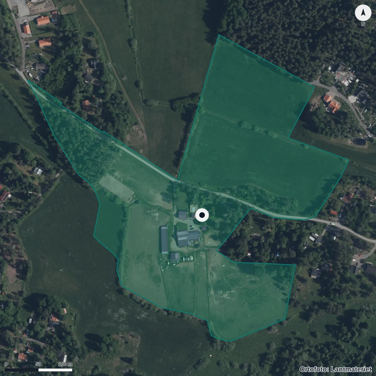 Flygbild över Borrhagens Förskola AB, ortofoto från Lantmäteriet