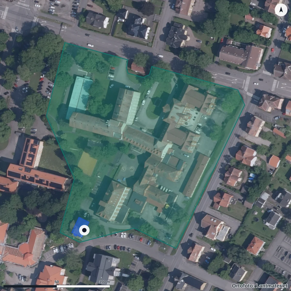 Aerial view of Förskolan Molekylen, Skövde, orthophoto from Lantmäteriet