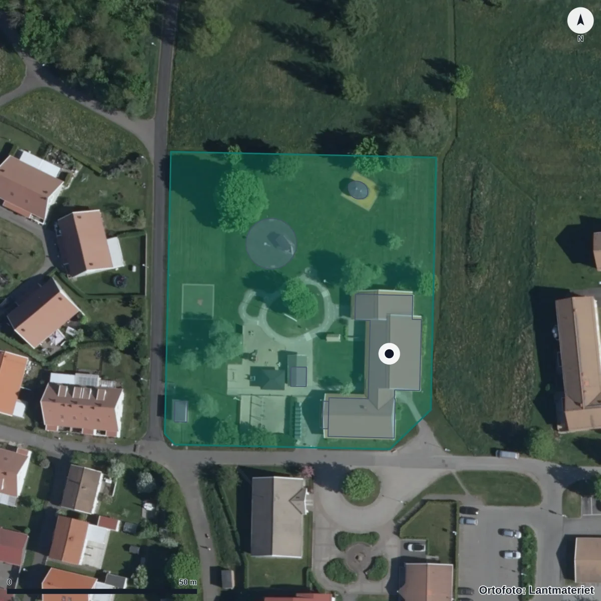 Aerial view of Förskolan Rödklövern, orthophoto from Lantmäteriet