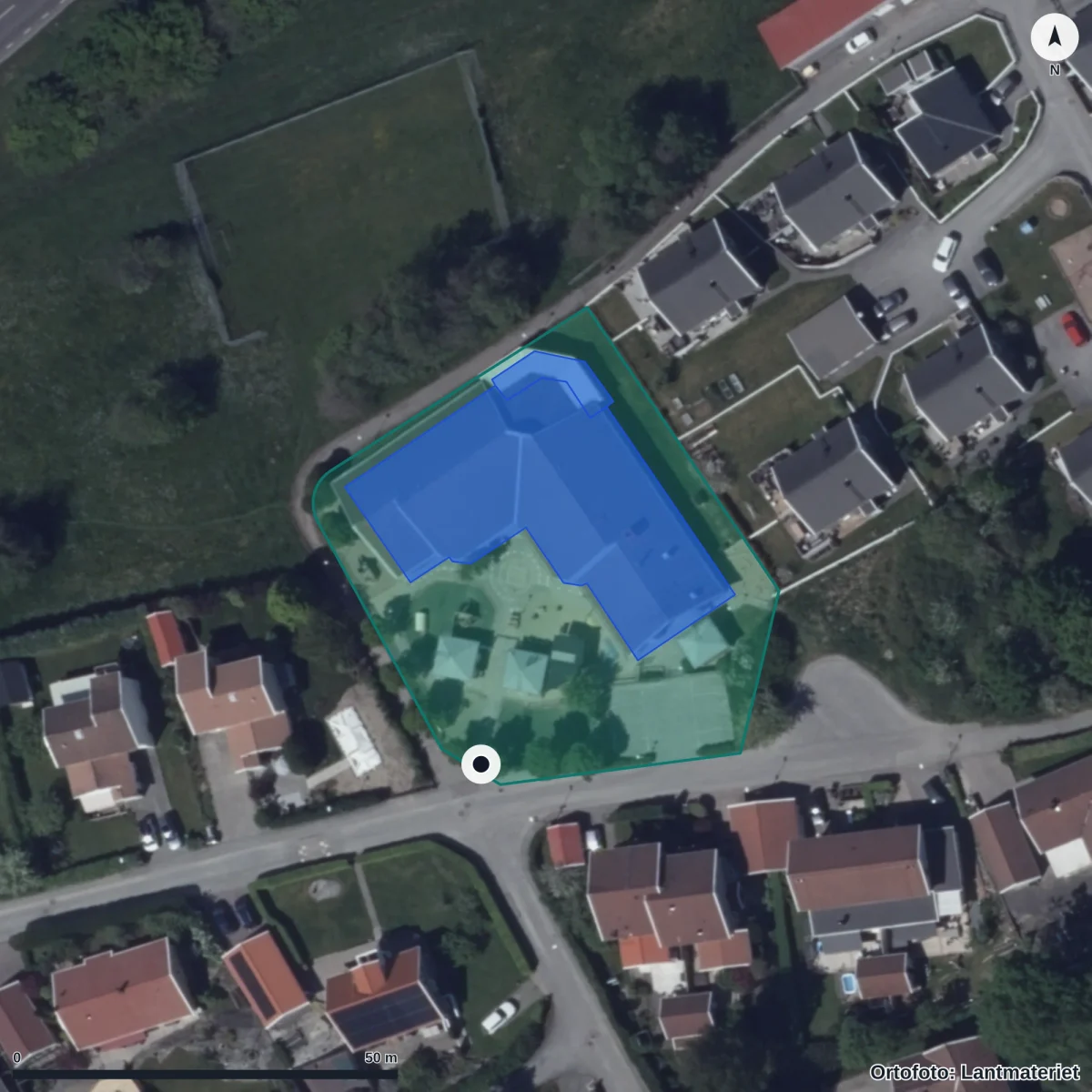 Aerial view of Änghagsdalen 16 Förskola, orthophoto from Lantmäteriet