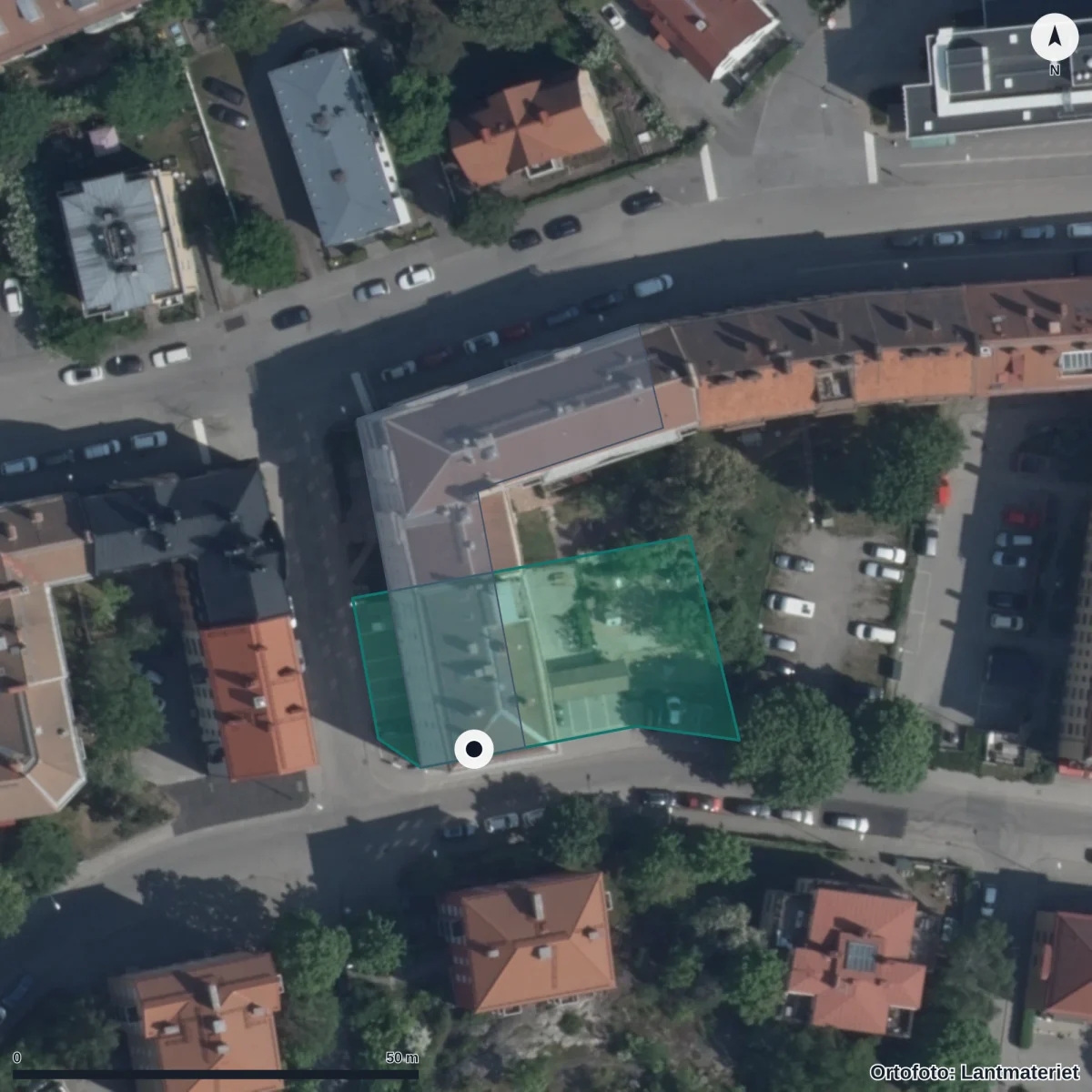 Aerial view of Förskolan Solkatten, orthophoto from Lantmäteriet
