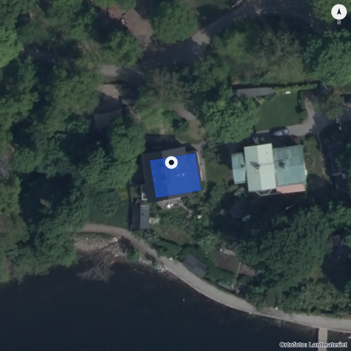 Aerial view of Förskolan Lilla Kvikkjokk Montessoriförskolan, orthophoto from Lantmäteriet