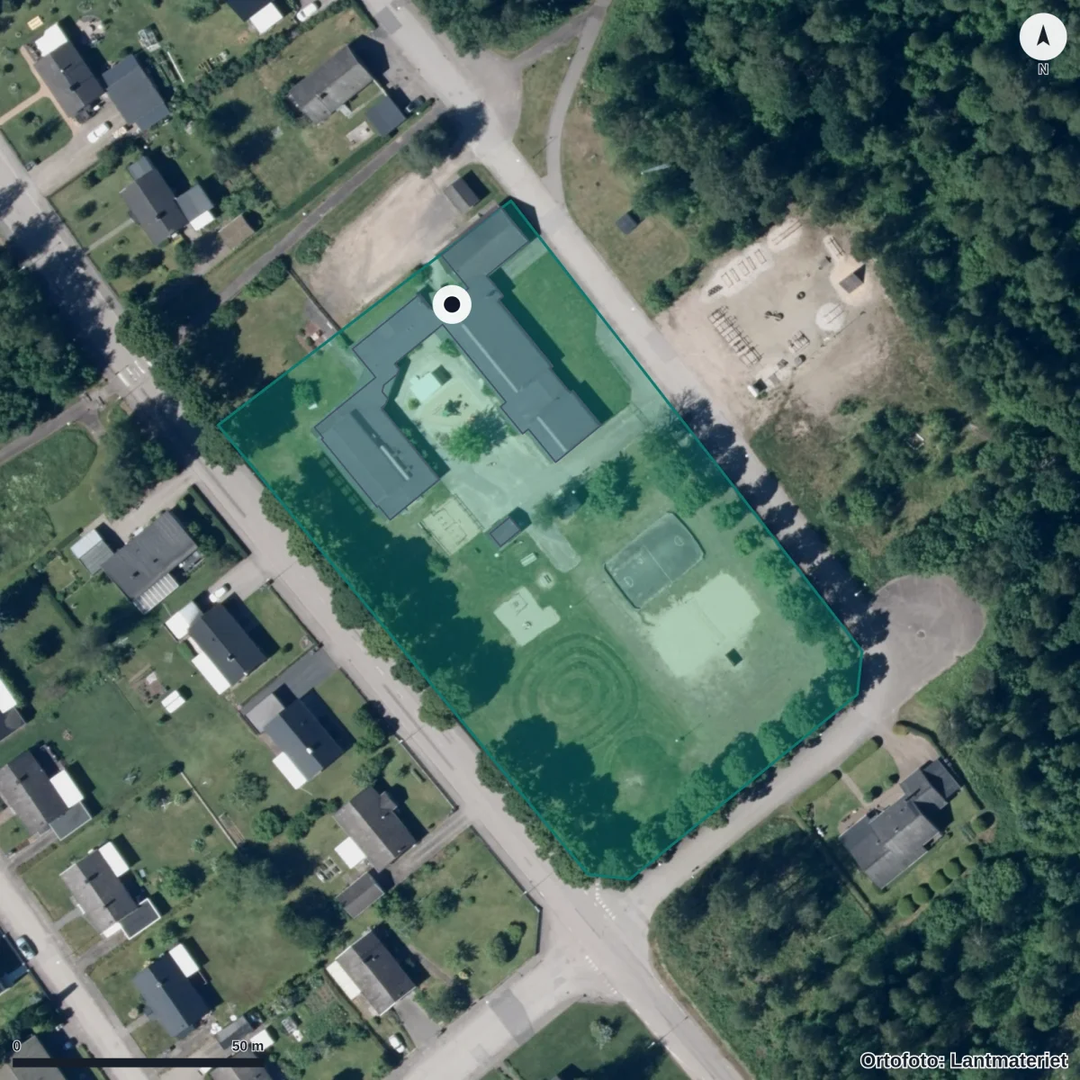 Aerial view of Ryforsgården, orthophoto from Lantmäteriet