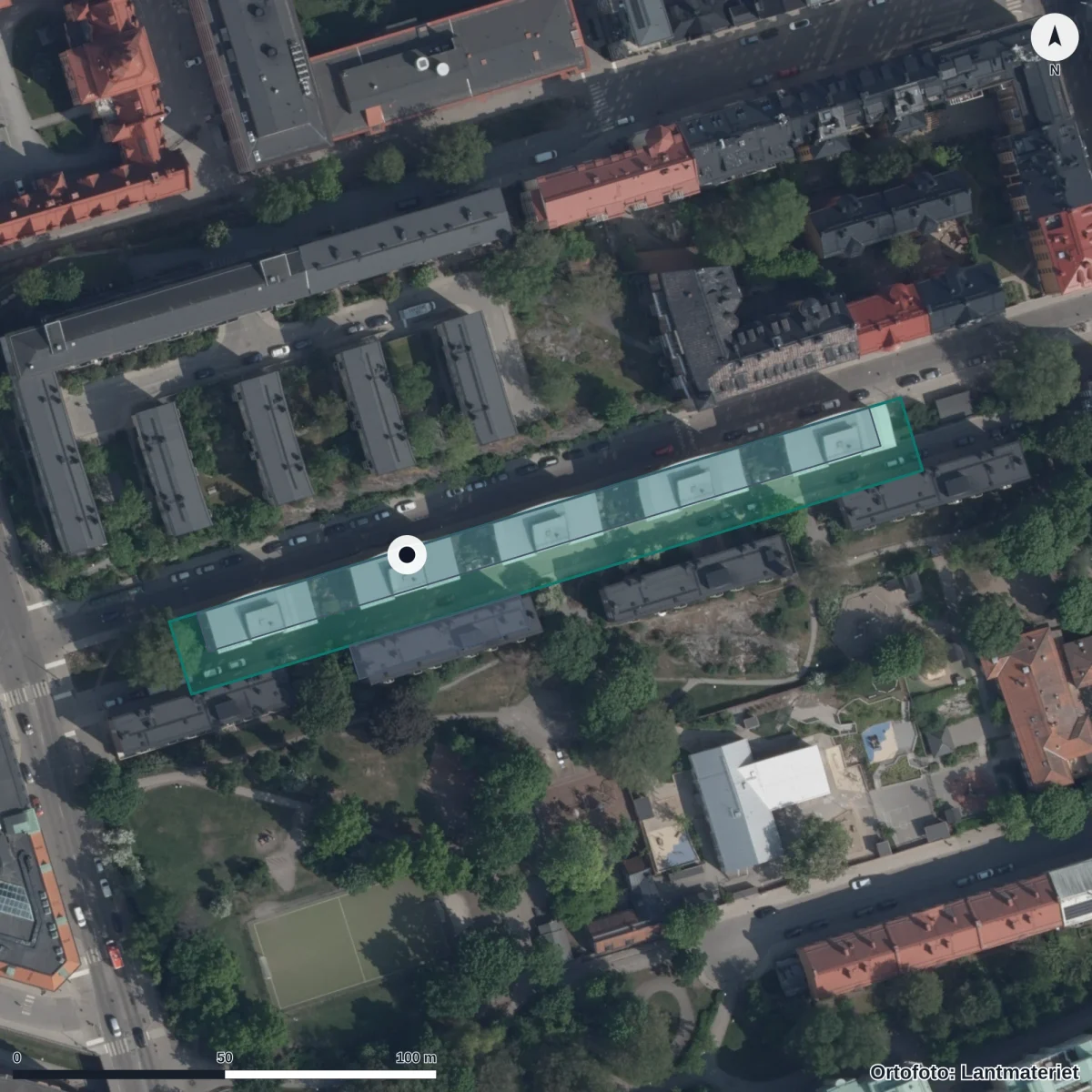 Flygbild över Förskolan Kling Och Klang, ortofoto från Lantmäteriet