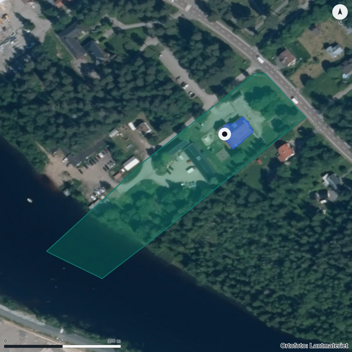 Flygbild över Jofsen Förskola, ortofoto från Lantmäteriet