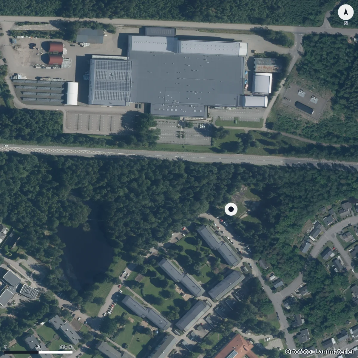 Aerial view of Förskolan Högkullen, orthophoto from Lantmäteriet