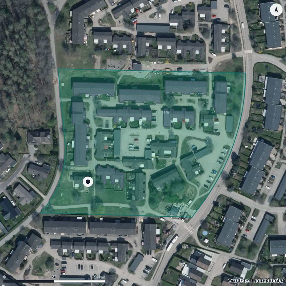 Aerial view of Föräldrakooperativet Saltkråkan, orthophoto from Lantmäteriet