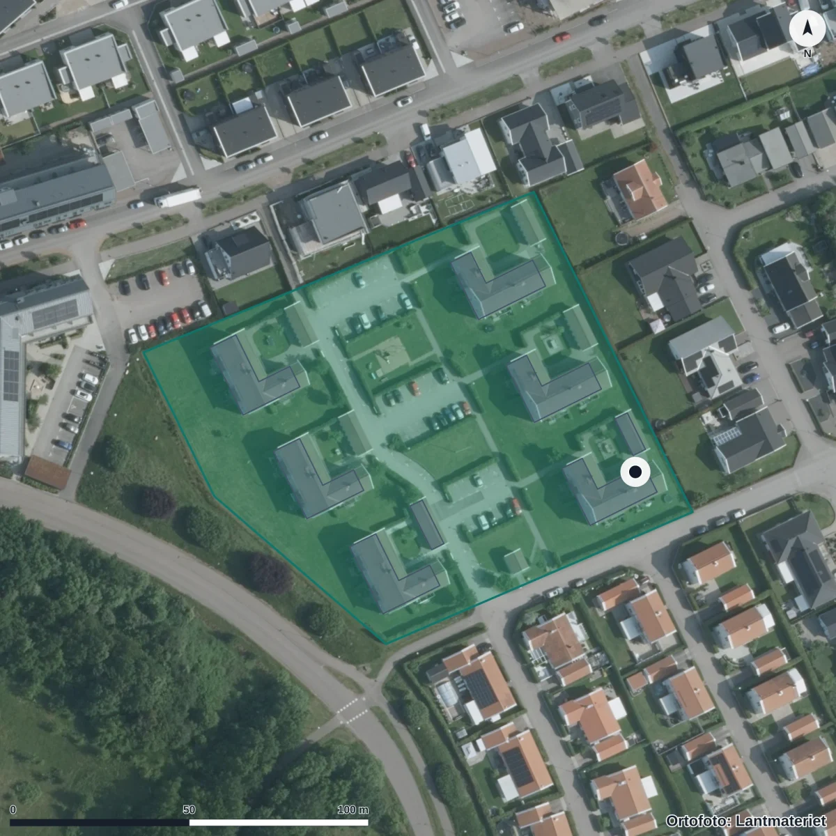 Flygbild över Nyponet, ortofoto från Lantmäteriet
