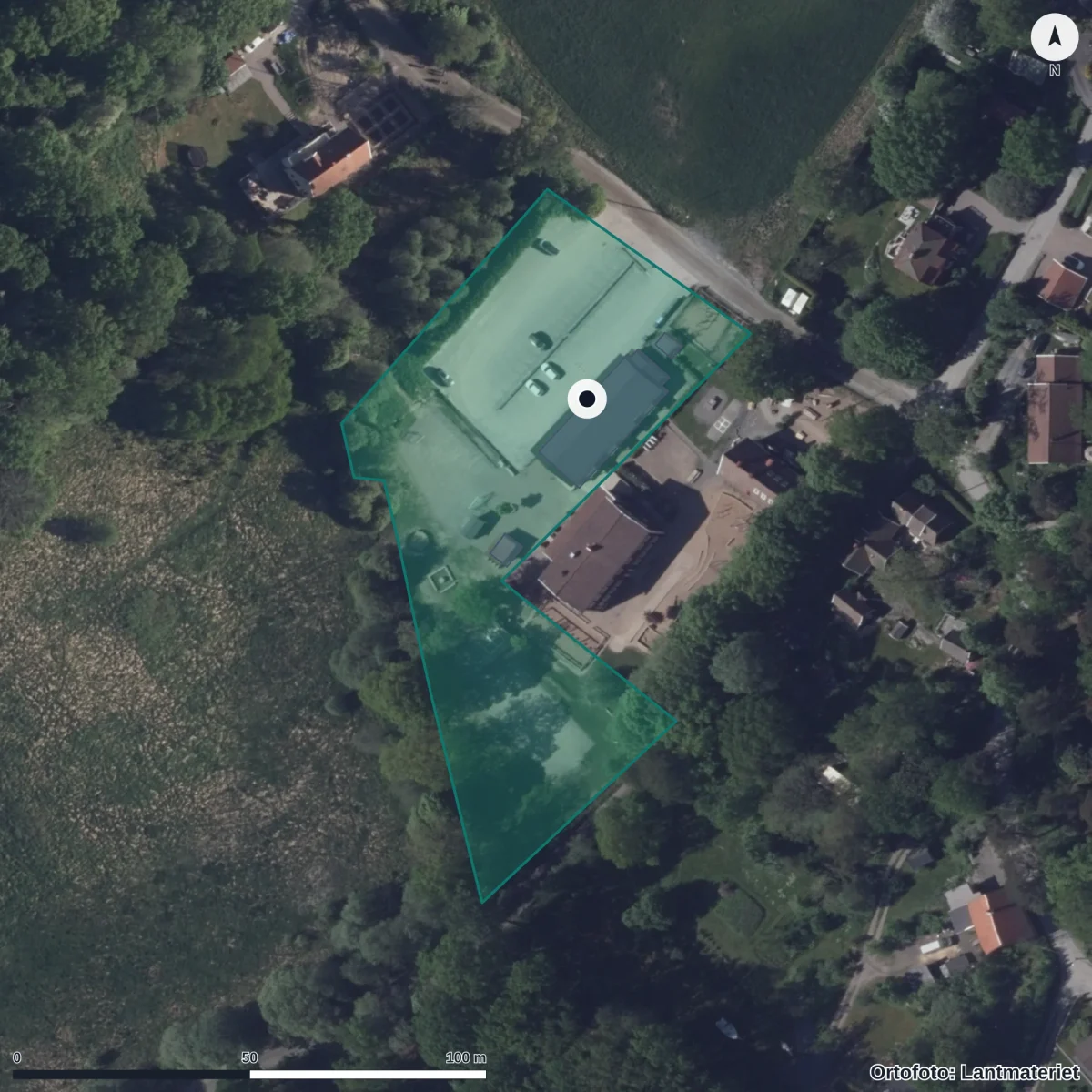 Aerial view of Aspen Montessori Förskola, orthophoto from Lantmäteriet