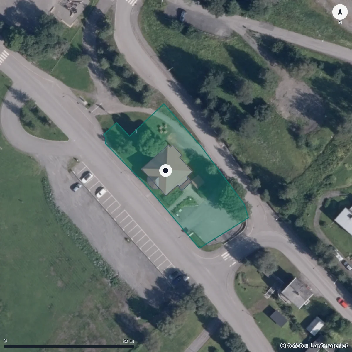 Flygbild över Ullåns Förskola, ortofoto från Lantmäteriet