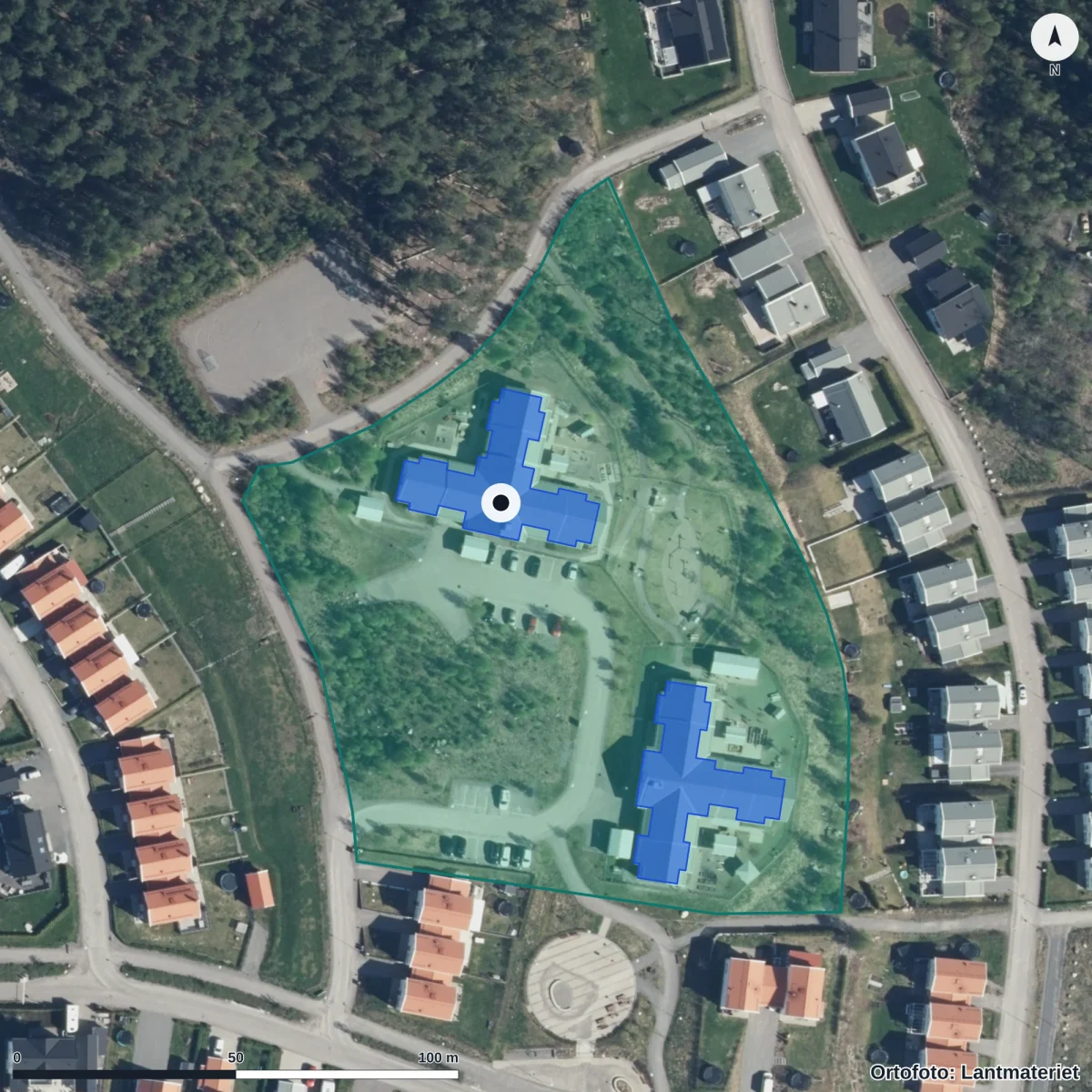 Flygbild över Toppstugan, ortofoto från Lantmäteriet