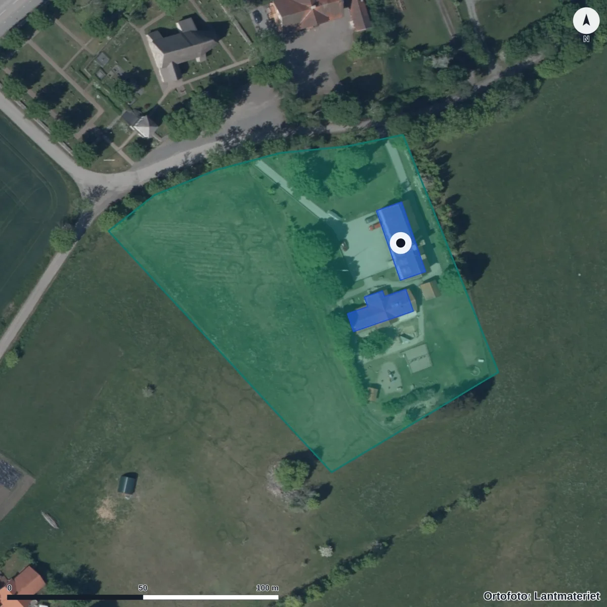Aerial view of Rövarborgens Förskola, orthophoto from Lantmäteriet