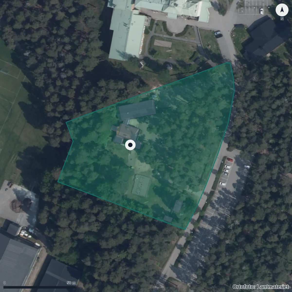 Aerial view of Kardborrens Förskola, orthophoto from Lantmäteriet