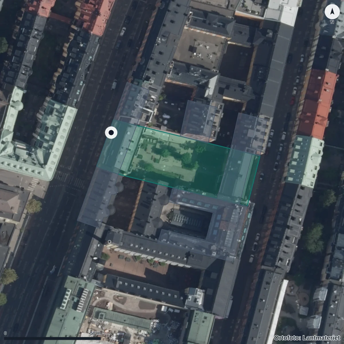 Aerial view of Förskolan Les Ptits Choux, orthophoto from Lantmäteriet