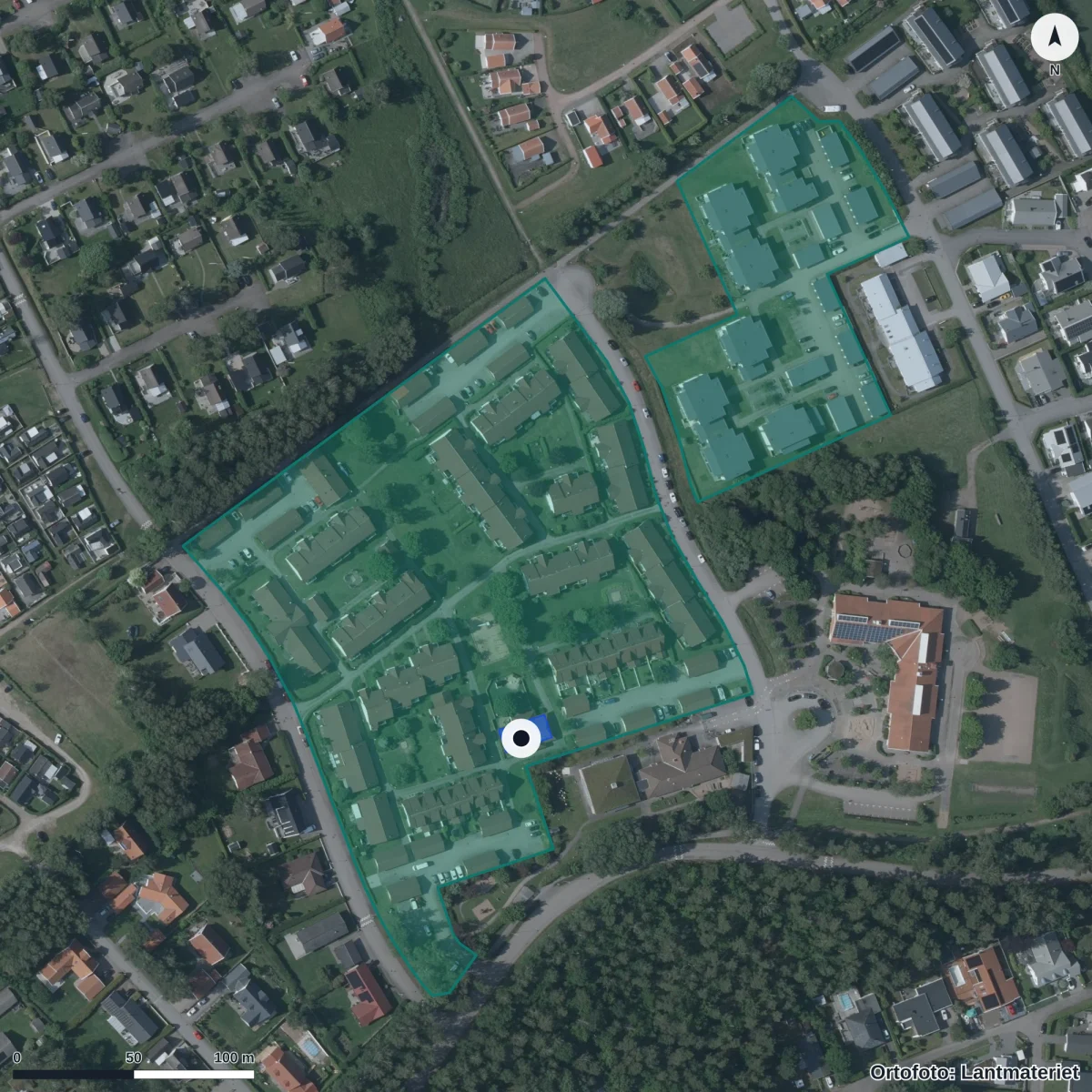 Aerial view of Smultronställets Förskola, orthophoto from Lantmäteriet