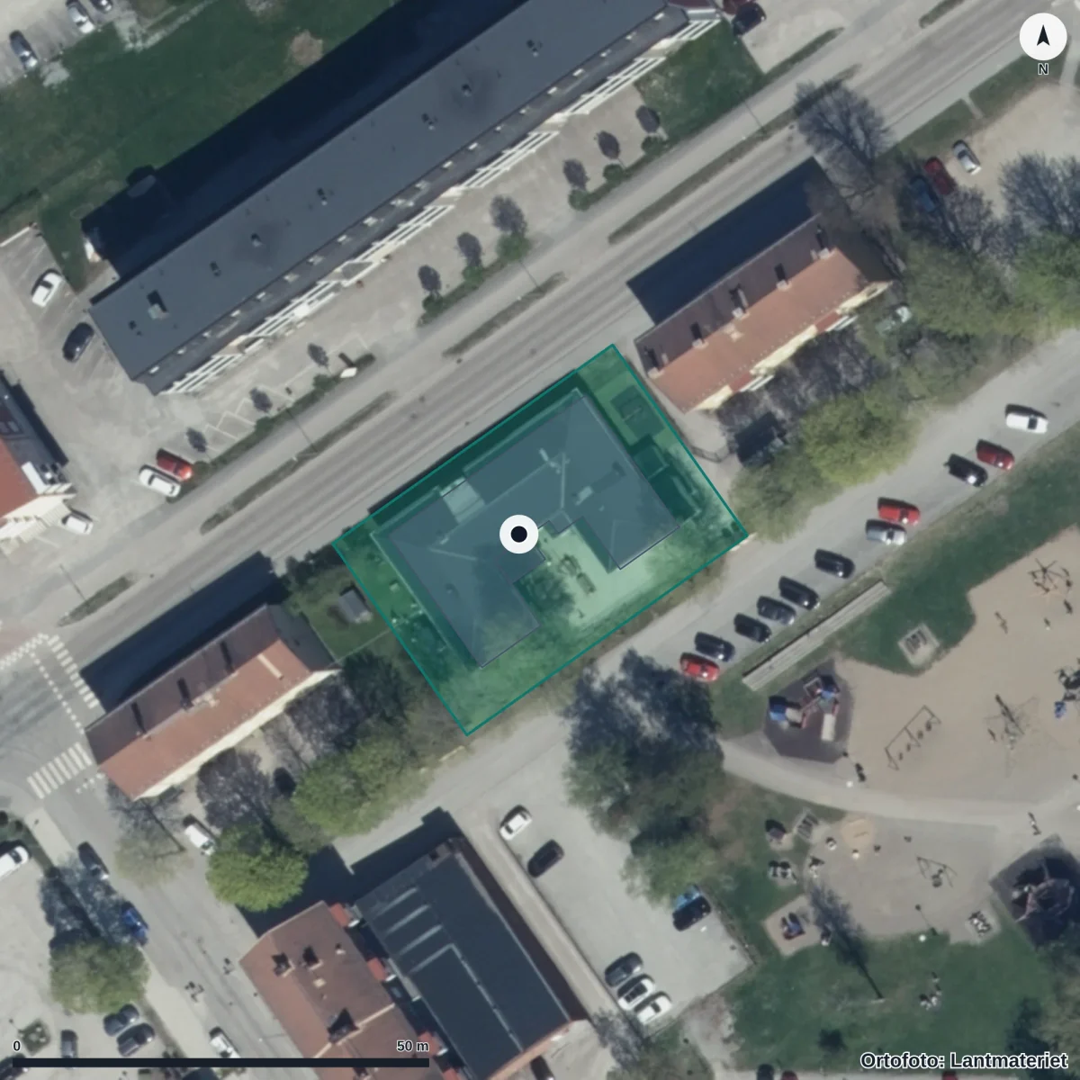 Flygbild över Vilhelmina, ortofoto från Lantmäteriet